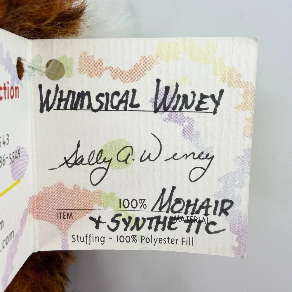 Whimsical Winey‎ - Sally Winey Bears Mohair Stuffed Animal Signed 2000 W TAGS